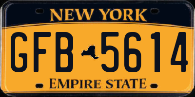 NY license plate GFB5614