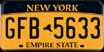 NY license plate GFB5633