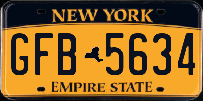 NY license plate GFB5634
