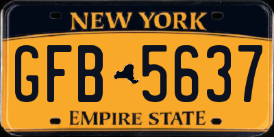 NY license plate GFB5637
