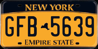NY license plate GFB5639