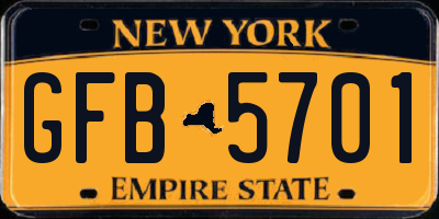NY license plate GFB5701