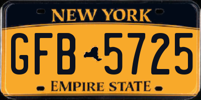 NY license plate GFB5725