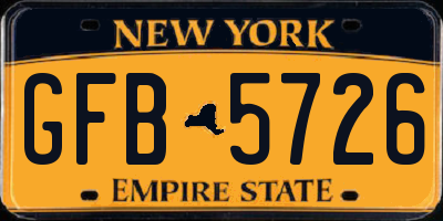 NY license plate GFB5726