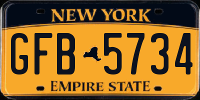 NY license plate GFB5734