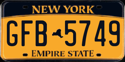 NY license plate GFB5749