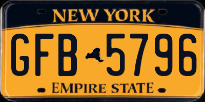 NY license plate GFB5796
