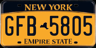 NY license plate GFB5805