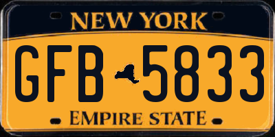 NY license plate GFB5833