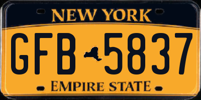 NY license plate GFB5837