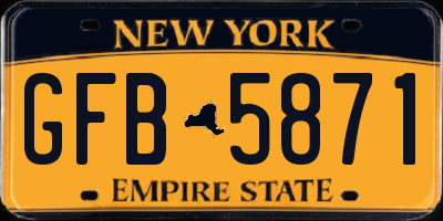 NY license plate GFB5871