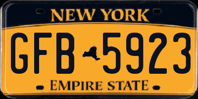 NY license plate GFB5923