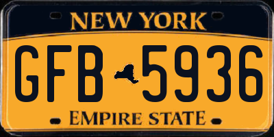 NY license plate GFB5936