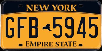 NY license plate GFB5945