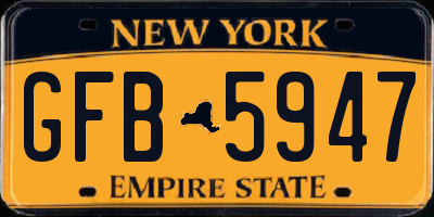 NY license plate GFB5947
