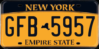 NY license plate GFB5957