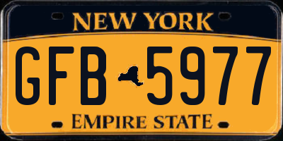 NY license plate GFB5977