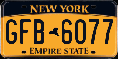 NY license plate GFB6077