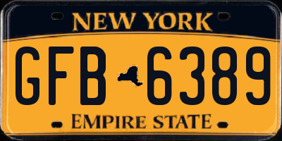 NY license plate GFB6389
