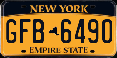 NY license plate GFB6490