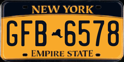 NY license plate GFB6578