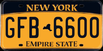 NY license plate GFB6600