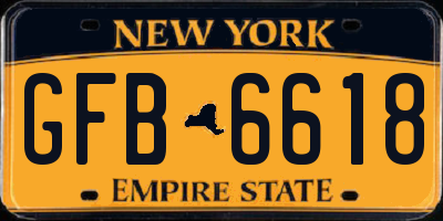 NY license plate GFB6618