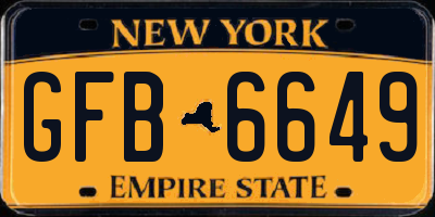 NY license plate GFB6649