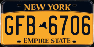 NY license plate GFB6706