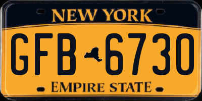 NY license plate GFB6730