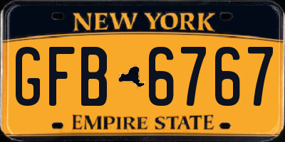 NY license plate GFB6767