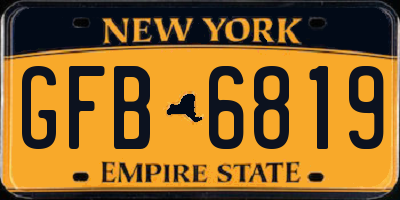 NY license plate GFB6819