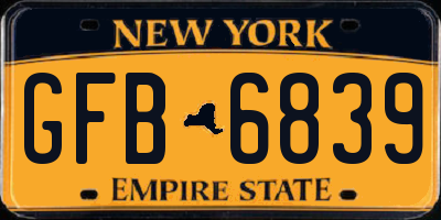 NY license plate GFB6839