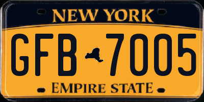 NY license plate GFB7005