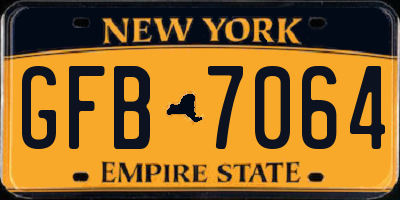 NY license plate GFB7064