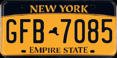 NY license plate GFB7085