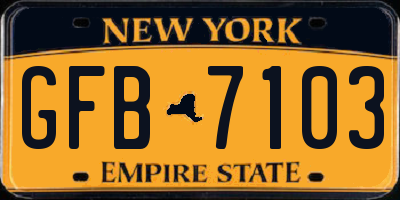NY license plate GFB7103