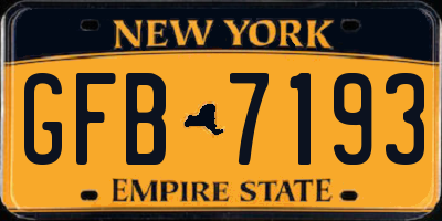 NY license plate GFB7193