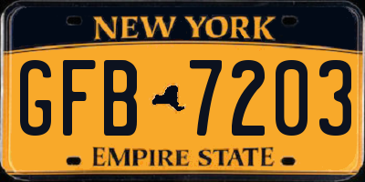 NY license plate GFB7203