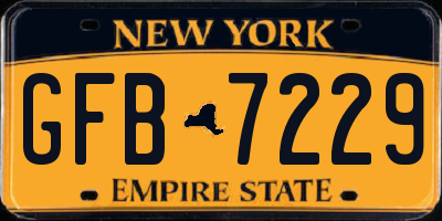 NY license plate GFB7229