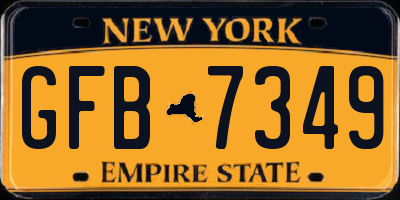 NY license plate GFB7349