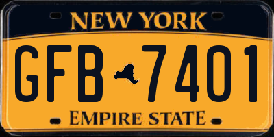 NY license plate GFB7401