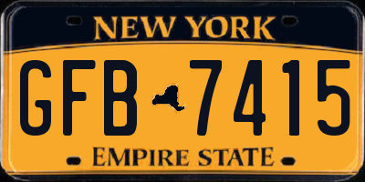 NY license plate GFB7415