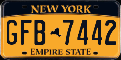 NY license plate GFB7442