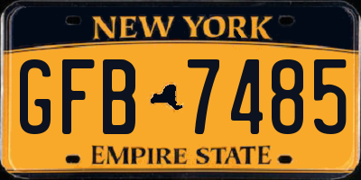 NY license plate GFB7485