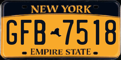 NY license plate GFB7518