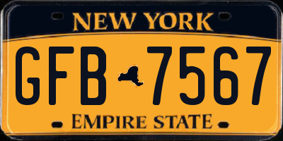 NY license plate GFB7567