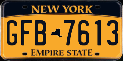 NY license plate GFB7613