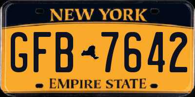 NY license plate GFB7642