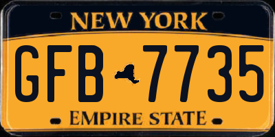 NY license plate GFB7735
